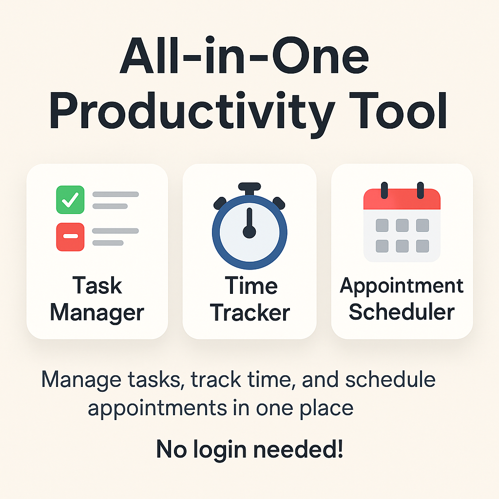 All-in-One Productivity Tool interface with three sections
