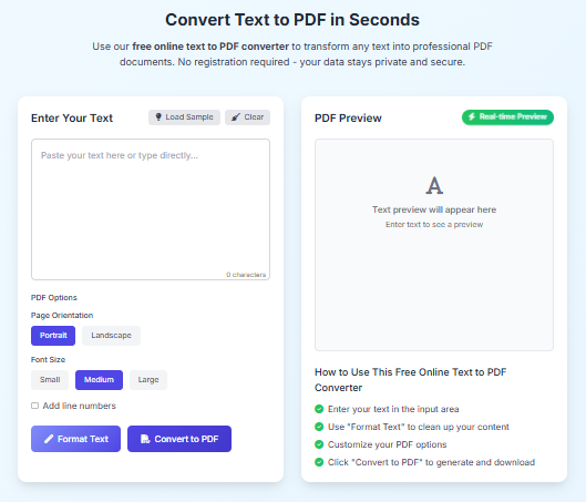 Free Online Text to PDF Converter