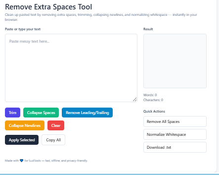 Remove Extra Spaces Tool
